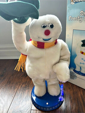 Gemmy Spinning Snowflake Frosty the Snowman Animated Holiday Stuffed Snowman